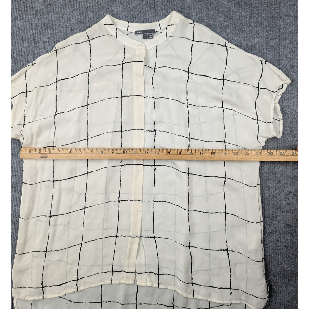 Vince Silk Blouse Womens Small Check Windowpane Camp Button Relaxed Old Money - Picture 5 of 7